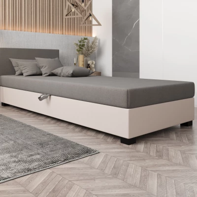 Čalúnená posteľ 100x195 HEIDI 2 - svetlo šedá / ecru