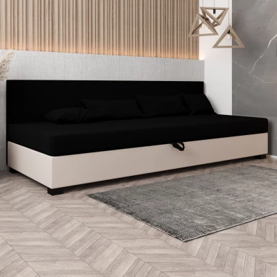 Čalúnená posteľ 120x195 HEIDI BIZ 1 - čierna / ecru