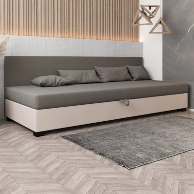 Čalúnená posteľ 110x195 HEIDI BIZ 1 - svetlo šedá / ecru