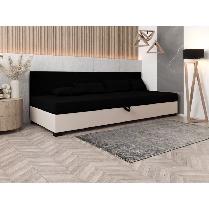 Čalúnená posteľ 100x195 HEIDI BIZ 2 - čierna / ecru