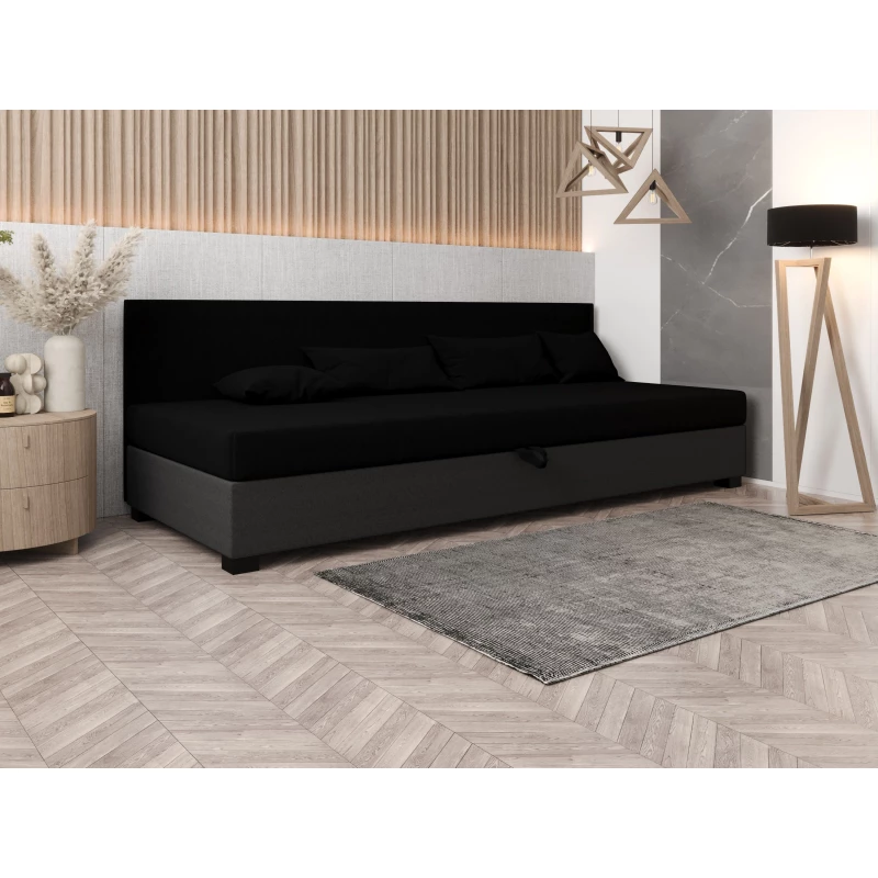 Čalúnená posteľ 110x195 HEIDI BIZ 2 - čierna / šedá