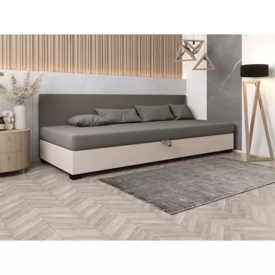 Čalúnená posteľ 90x195 HEIDI BIZ 2 - svetlo šedá / ecru