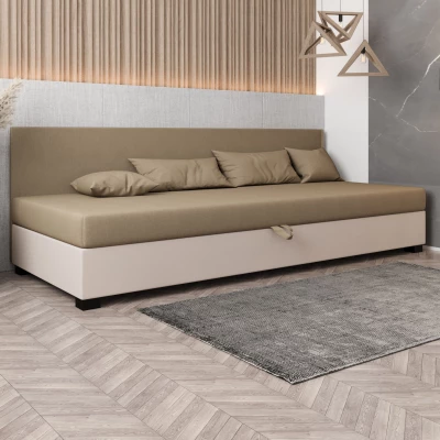 Čalúnená posteľ 80x195 HEIDI BIZ 2 - hnedá / ecru
