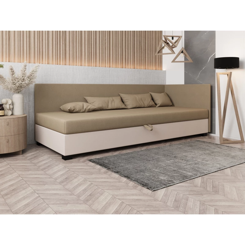 Čalúnená posteľ 90x195 HEIDI PLUS 1 - hnedá / ecru