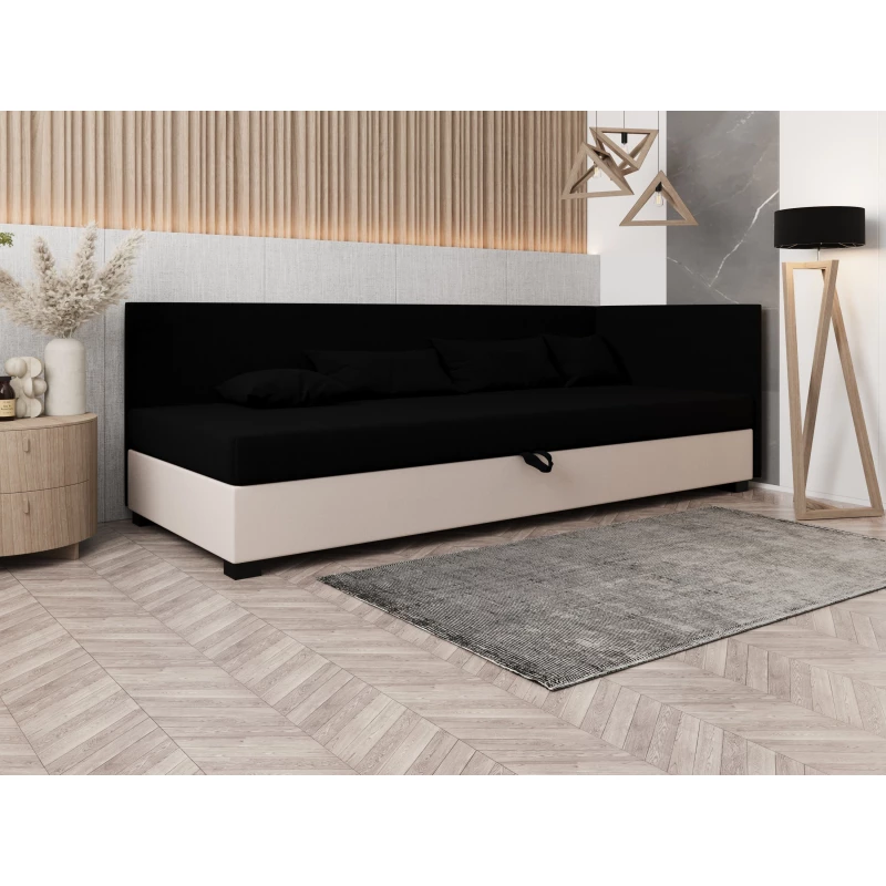 Čalúnená posteľ 90x195 HEIDI PLUS 2 - čierna / ecru