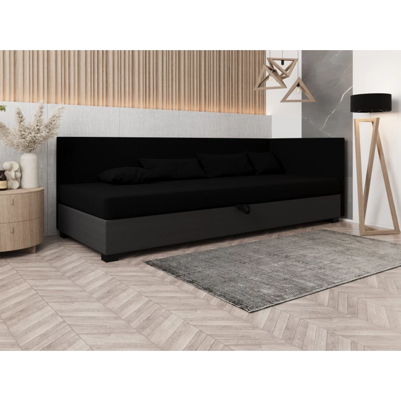 Čalúnená posteľ 90x195 HEIDI PLUS 2 - čierna / šedá