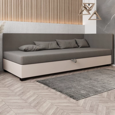 Čalúnená posteľ 80x195 HEIDI PLUS 2 - svetlo šedá / ecru