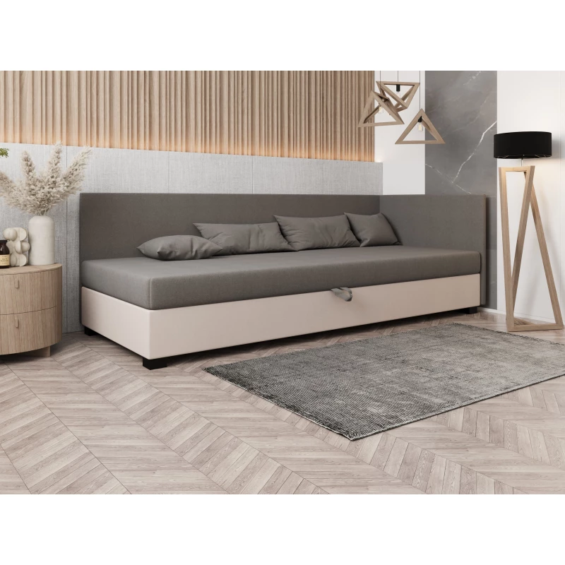 Čalúnená posteľ 90x195 HEIDI PLUS 2 - svetlo šedá / ecru