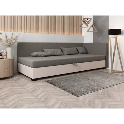 Čalúnená posteľ 90x195 HEIDI PLUS 2 - svetlo šedá / ecru