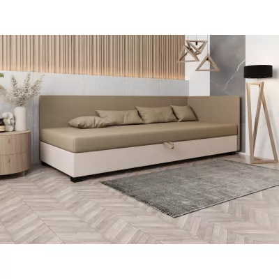Čalúnená posteľ 90x195 HEIDI PLUS 2 - hnedá / ecru