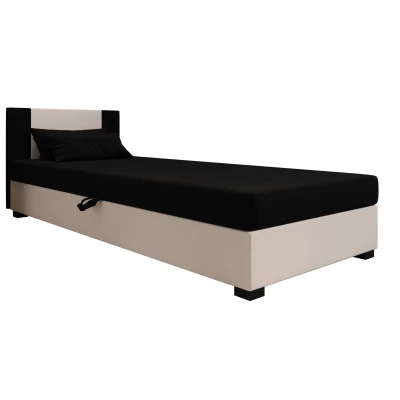 Čalúnená jednolôžková posteľ 90x195 ARIADNA 1 - čierna / ecru