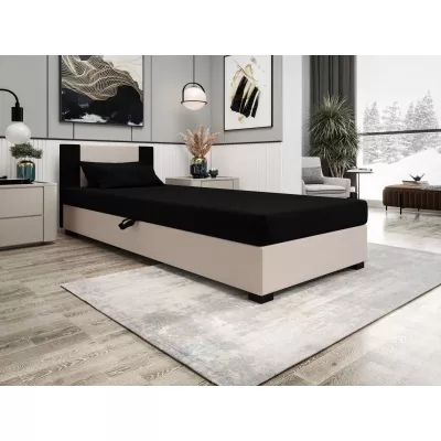 Čalúnená jednolôžková posteľ 90x195 ARIADNA 1 - čierna / ecru