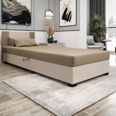 Čalúnená jednolôžková posteľ 80x195 ARIADNA 1 - hnedá / ecru