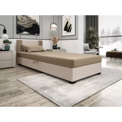 Čalúnená jednolôžková posteľ 100x195 ARIADNA 1 - hnedá / ecru