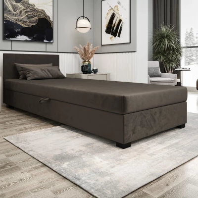 Čalúnená jednolôžková posteľ 80x195 ARIADNA 1 - tmavo hnedá