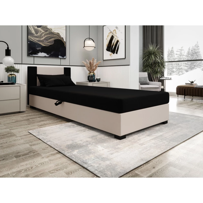 Čalúnená jednolôžková posteľ 80x195 ARIADNA 2 - čierna / ecru
