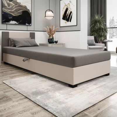 Čalúnená jednolôžková posteľ 110x195 ARIADNA 2 - svetlo šedá / ecru