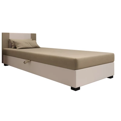 Čalúnená jednolôžková posteľ 90x195 ARIADNA 2 - hnedá / ecru