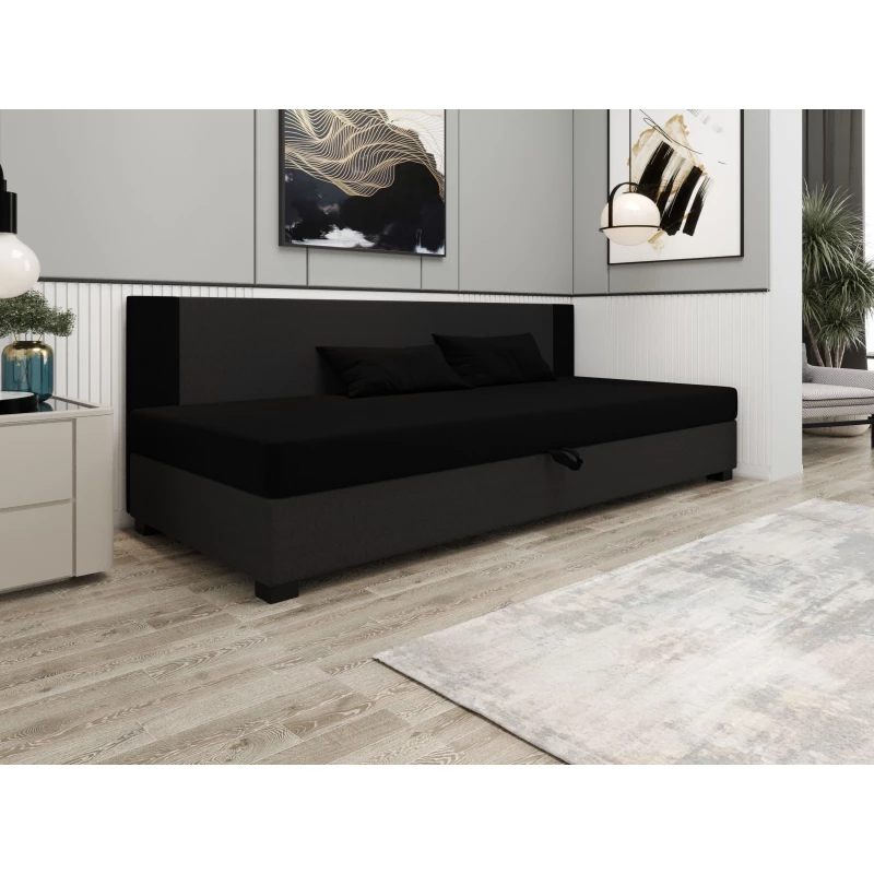 Čalúnená jednolôžková posteľ 90x195 ARIADNA BIZ 1 - čierna / šedá
