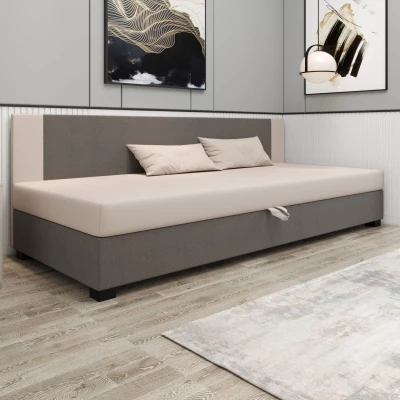 Čalúnená jednolôžková posteľ 90x195 ARIADNA BIZ 1 - svetlo šedá / ecru