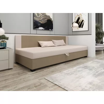 Čalúnená jednolôžková posteľ 100x195 ARIADNA BIZ 1 - hnedá / ecru