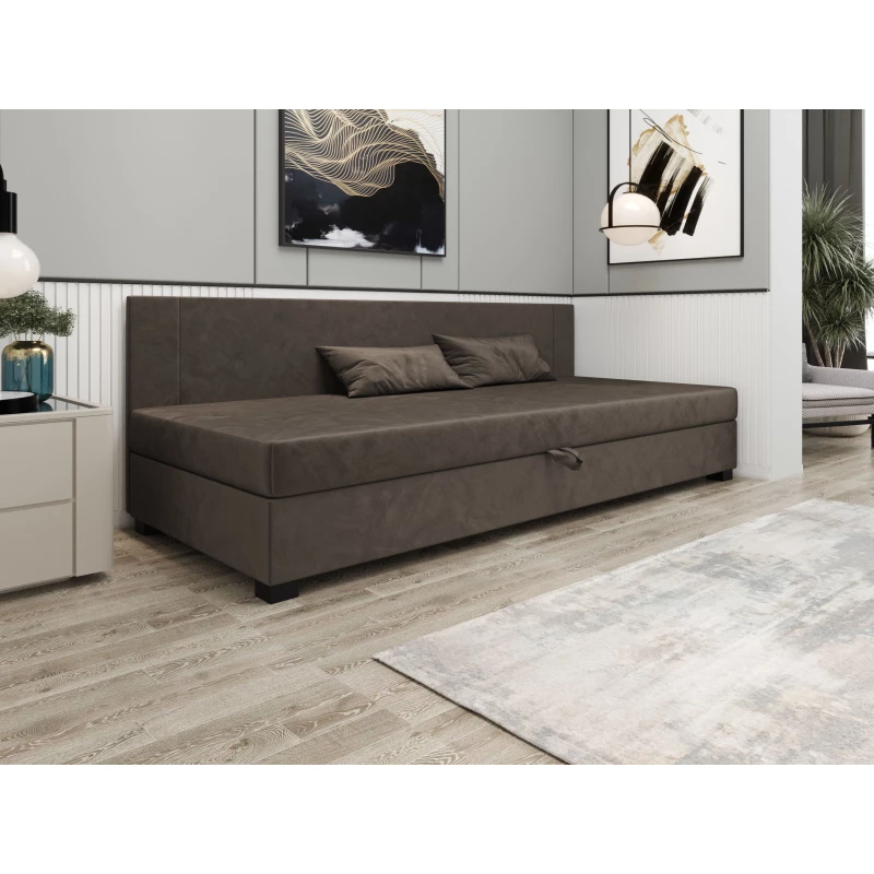 Čalúnená jednolôžková posteľ 90x195 ARIADNA BIZ 1 - tmavo hnedá