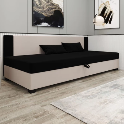 Čalúnená jednolôžková posteľ 80x195 ARIADNA BIZ 2 - čierna / ecru