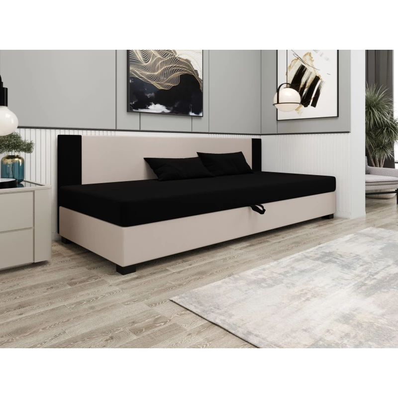 Čalúnená jednolôžková posteľ 90x195 ARIADNA BIZ 2 - čierna / ecru