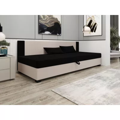 Čalúnená jednolôžková posteľ 120x195 ARIADNA BIZ 2 - čierna / ecru