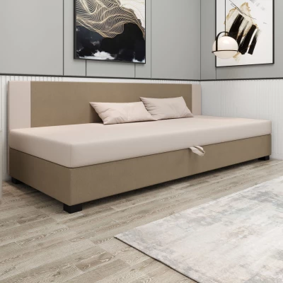 Čalúnená jednolôžková posteľ 90x195 ARIADNA BIZ 2 - hnedá / ecru