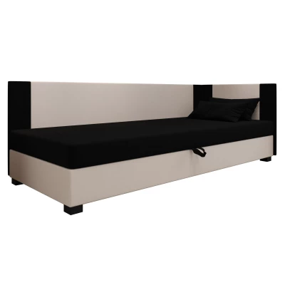 Čalúnená jednolôžková posteľ 80x195 ARIADNA PLUS 1 - čierna / ecru
