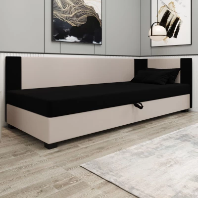 Čalúnená jednolôžková posteľ 100x195 ARIADNA PLUS 1 - čierna / ecru