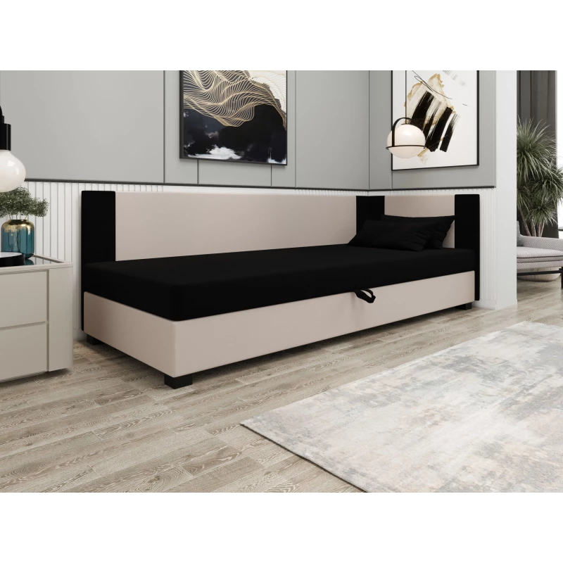 Čalúnená jednolôžková posteľ 120x195 ARIADNA PLUS 1 - čierna / ecru