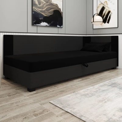 Čalúnená jednolôžková posteľ 100x195 ARIADNA PLUS 1 - čierna / šedá