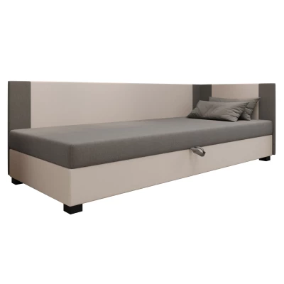 Čalúnená jednolôžková posteľ 90x195 ARIADNA PLUS 1 - svetlo šedá / ecru