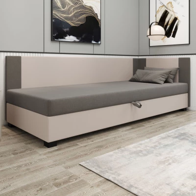 Čalúnená jednolôžková posteľ 120x195 ARIADNA PLUS 1 - svetlo šedá / ecru