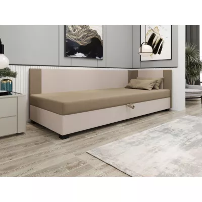 Čalúnená jednolôžková posteľ 100x195 ARIADNA PLUS 1 - hnedá / ecru