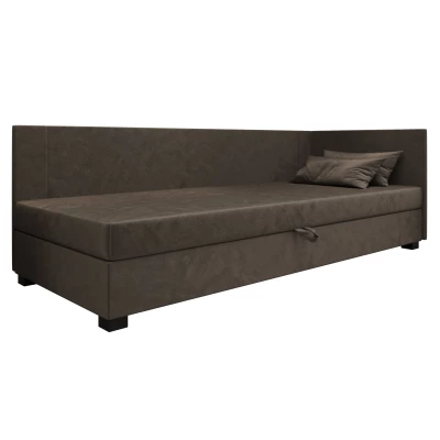 Čalúnená jednolôžková posteľ 110x195 ARIADNA PLUS 1 - tmavo hnedá