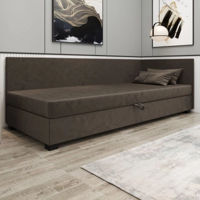 Čalúnená jednolôžková posteľ 120x195 ARIADNA PLUS 1 - tmavo hnedá