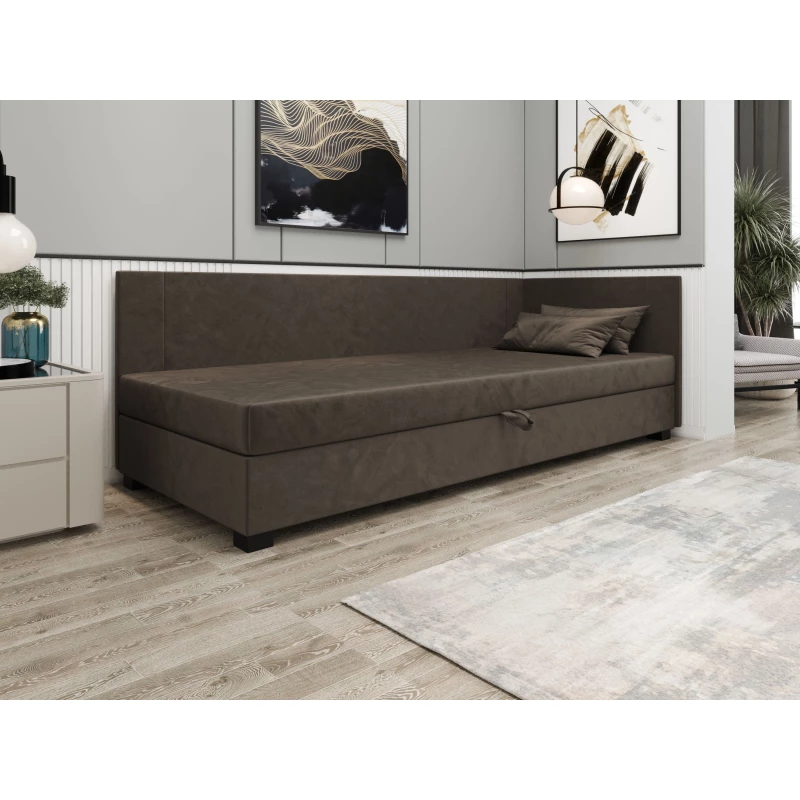 Čalúnená jednolôžková posteľ 120x195 ARIADNA PLUS 1 - tmavo hnedá