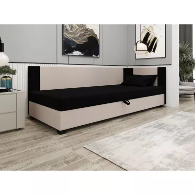 Čalúnená jednolôžková posteľ 90x195 ARIADNA PLUS 2 - čierna / ecru