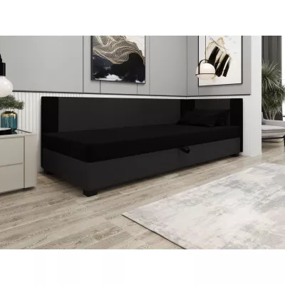 Čalúnená jednolôžková posteľ 110x195 ARIADNA PLUS 2 - čierna / šedá