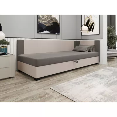 Čalúnená jednolôžková posteľ 100x195 ARIADNA PLUS 2 - svetlo šedá / ecru