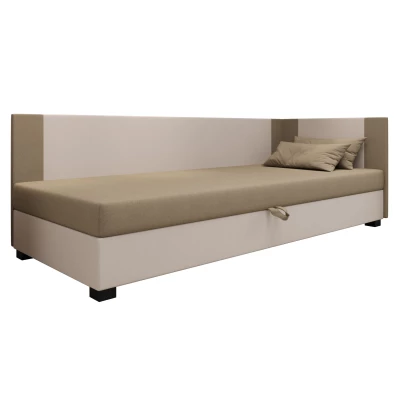 Čalúnená jednolôžková posteľ 90x195 ARIADNA PLUS 2 - hnedá / ecru