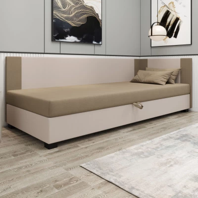 Čalúnená jednolôžková posteľ 90x195 ARIADNA PLUS 2 - hnedá / ecru