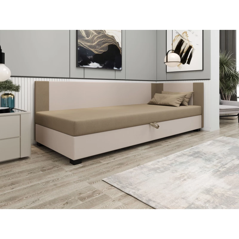 Čalúnená jednolôžková posteľ 90x195 ARIADNA PLUS 2 - hnedá / ecru