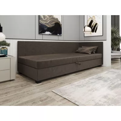 Čalúnená jednolôžková posteľ 90x195 ARIADNA PLUS 2 - tmavo hnedá