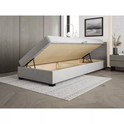 Čalúnená posteľ 80x195 KASANDRA 1 s úložným priestorom - čierna / šedá