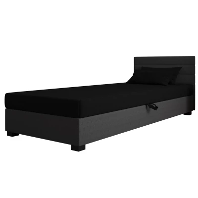 Čalúnená posteľ 80x195 KASANDRA 1 s úložným priestorom - čierna / šedá