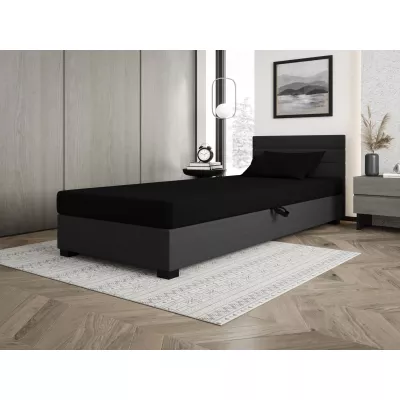Čalúnená posteľ 120x195 KASANDRA 1 s úložným priestorom - čierna / šedá